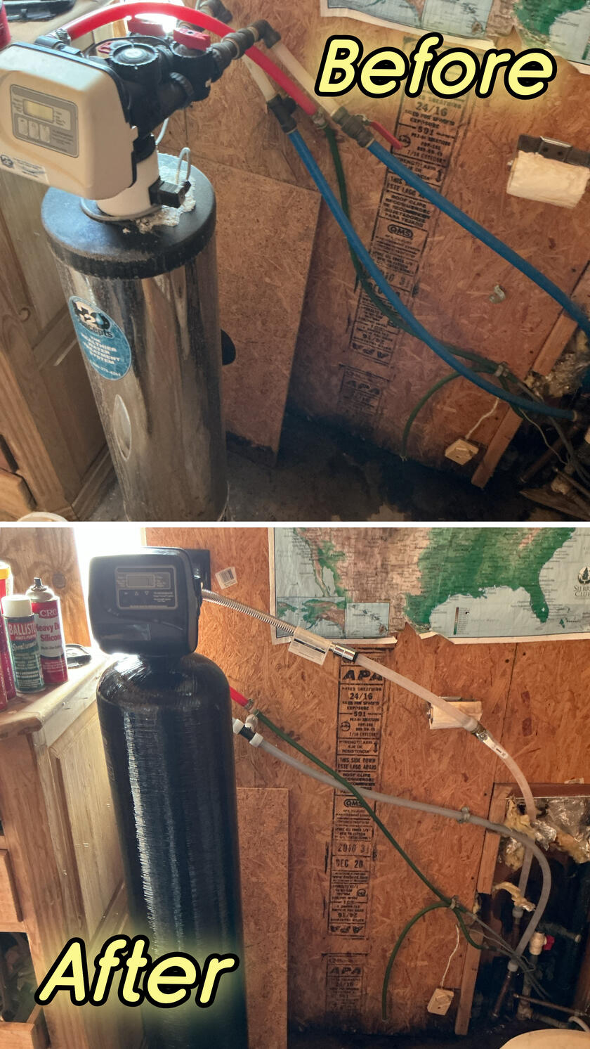 Leaking water conditioner with sharkbite fittings on pipe Leaking water conditioner with sharkbite fittings on pipe